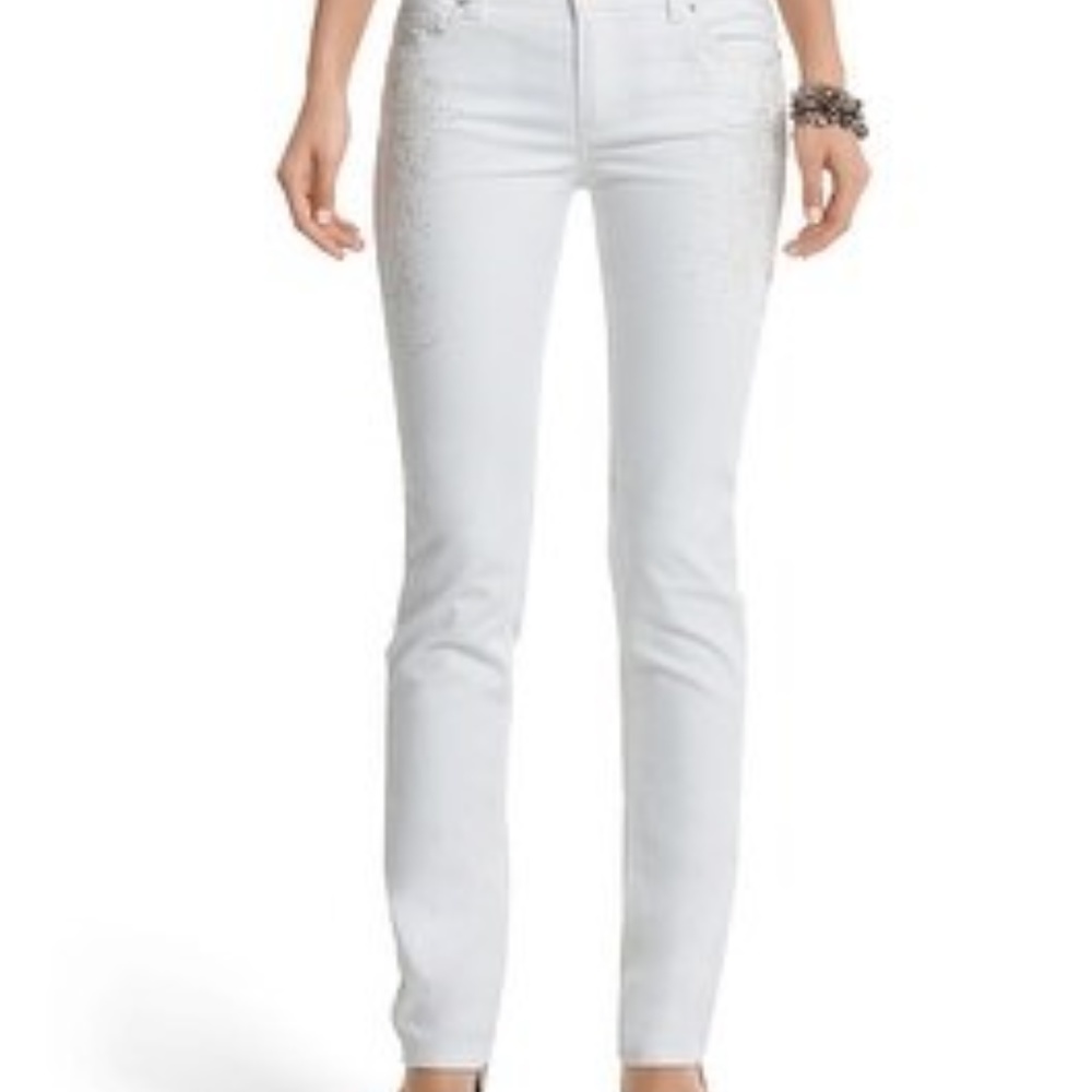 WHBM The Mod Blanc Embellished Jean 4S